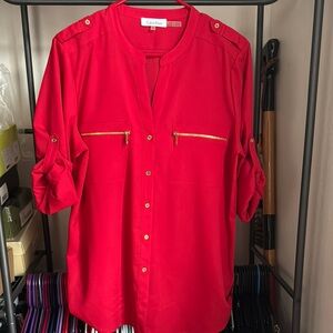 Calvin Klein Women's Red Button-Up Top